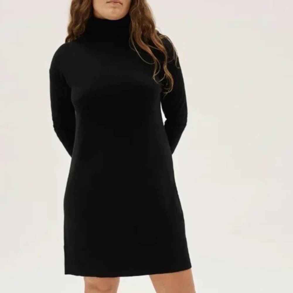 Everlane Cashmere turtleneck sweater mini dress sz medium in‎ black